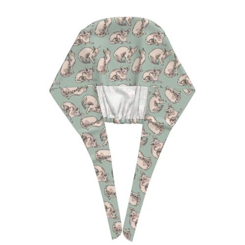 Image of Working Cap Scrub Cap with Sweatband Adjustable Unisex Women Tie Back Hat Nurse Surgical Caps