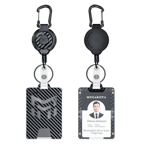 MNGARISTA Retractable Badge Holder: Carbon Fiber Reel, 2PK