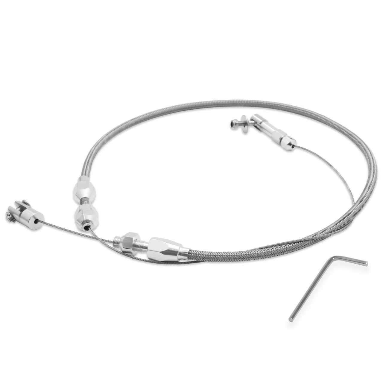 24 Inch Universal Throttle Cable, Stainless Steel Braided Cover