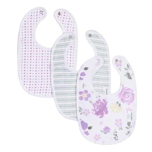 Image of abracadabra Muslin Bibs with Adjustable Snap Button Closure, Super Absorbent, Soft, Comfortable & Lightweight, Set of 3 - Villandry