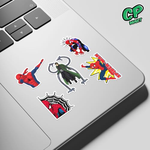 Image of Anime Stickers - Vinyl Waterproof Laptop Decals | Anime Characters Aesthetic Sticker Set for Water Bottle, Skateboard, Notebook (Spiderman)