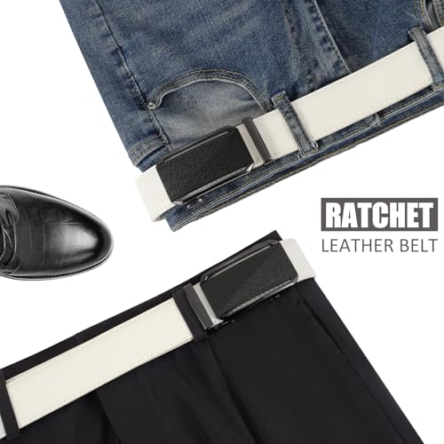 SANSTHS Mens Ratchet Belt, Leather Ratchet Belts for Men Adjustable Dress Belt Slide Belt for Gift Fit Everywhere2