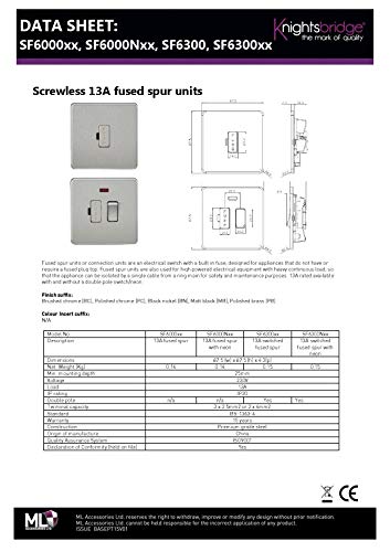 Knightsbridge SF6000NPC Screwless 13 A Fused Spur Unit, Polished Chrome with Neon - Image 2