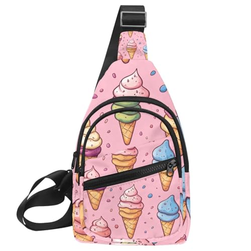 Mochila cruzada rosa helado con correa ajustable para running y viajes
