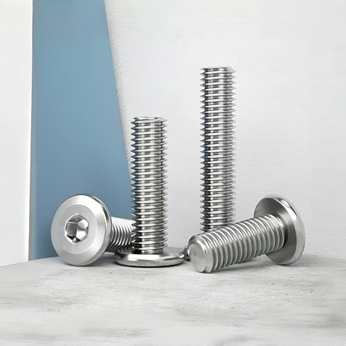 WZHUIDA 20 Stück M8 x 30 mm Schrauben, Edelstahl Innensechskant Flachkopfschrauben, Vollgewinde Möbelverbinderschrauben mit Schraubenschlüssel