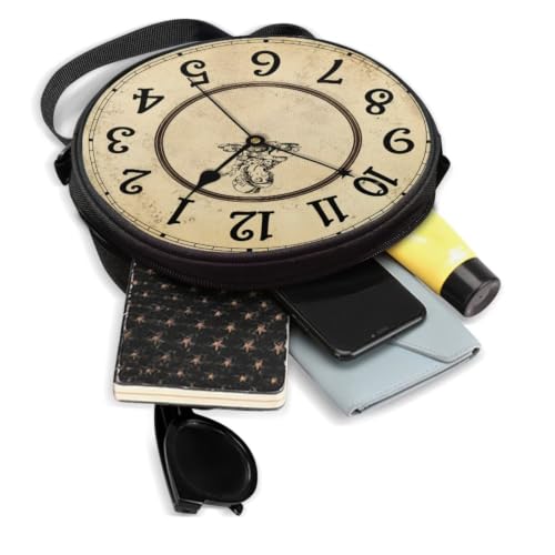 Image of Women Novelty Round Clock Shape Zippered Clock Purses for Women Tote Handbag Shoulder Bag, Gift for Mom Girlfriend
