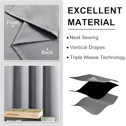 Image of DWCN Blackout Curtains for Bedroom Living Room W42 x L45 Inch Silver Grey