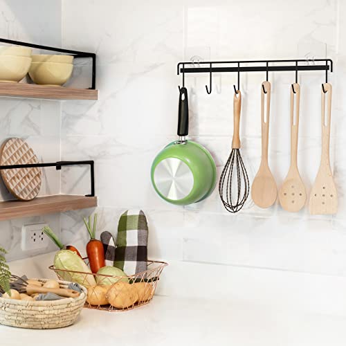 Myfolrena Kitchen Utensil Hanger Holder Adhesive Kitchen Hanger Rail 2-Pack, Hanging Rack Wall Mounted Rail For Spoons Coffee Mug Cups Tags(Black) #TOP1