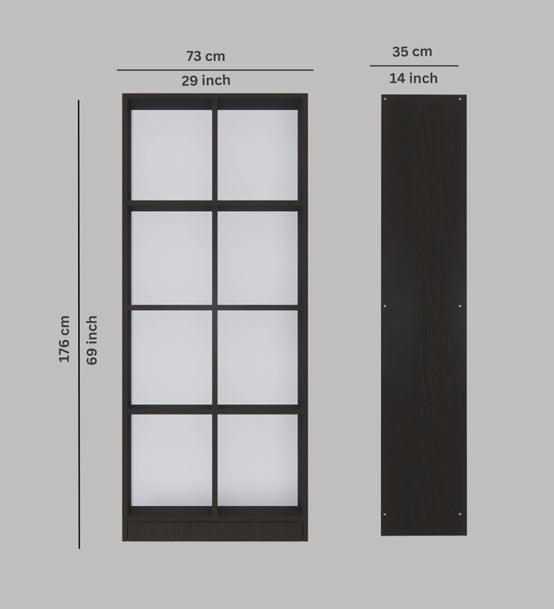 Image of SPECIALITY PANELS 8 Cube Bookshelf, Dark Brown Wood, 69x29 Inch, Open Storage Organizer with Carpenter Assembly