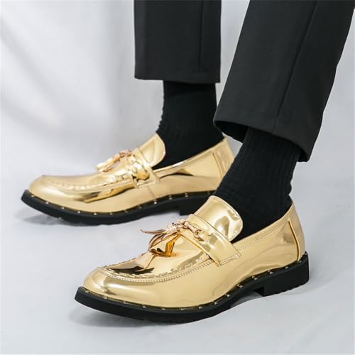 CHUUMEE Men's Casual Driving Shoes Patent Leather Tassel Loafers Non-Slip Penny Formal Tuxedo Shoes Business Party Leather Shoes4