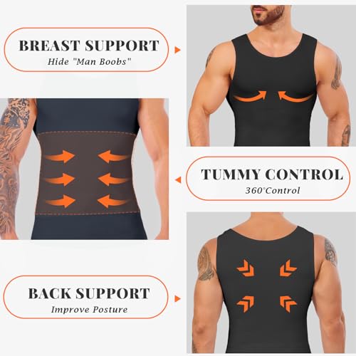 Mens Compression Shirt Slimming Body Shaper Mens Shapewear Tummy Control Sleeveless Abdomen Undershirt Vest Tank Tops2