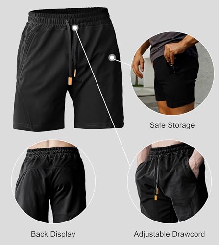 Fioboc Mens Shorts Casual Drawstring Stretch Waist Summer Gym Shorts with Pockets Cotton Blend M-3XL4