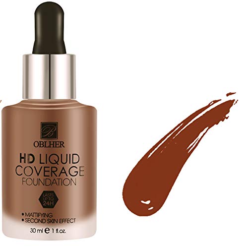 OBLHER B HD Liquid Cover Foundation Use Liquid Foundation Makeup Full Cover Foundation (Dark brown)