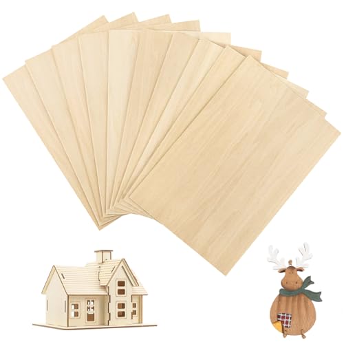 10 Piezas Madera Manualidades, 300 x 200 x 1.5 mm Tablero Contrachapado Sin procesar Madera de Balsa para Aviones, Madera, Proyectos de Modelismo Naval, Maquetas DIY