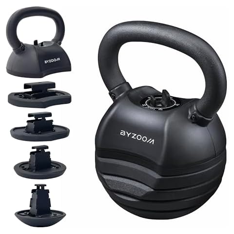 BYZOOM FITNESS Adjustable Kettlebell 30lb Weight Training Fitness Exercise Full Body Workout 5 in 1 for Home Gym Beginners Woman (Black) Cover