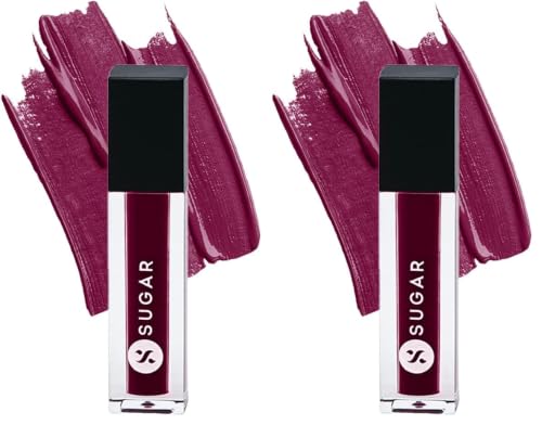 Image of SUGAR Cosmetics Smudge Me Not Liquid Lipsticks for Women | Transferproof & Waterproof | Lasts 12+ Hours | Matte Lipstick | 1.1ml - 08 Wine And Shine (Pack of 2)
