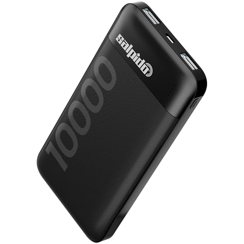 Salpido 10000mAh Power Bank with Dual Output, Portable Slim Design, Lithium-Ion Polymer Battery, Smart Chip Safety and LED Indicator, for iPhone, Samsung &All Smartphones (12V, PN-951,Black) view 1