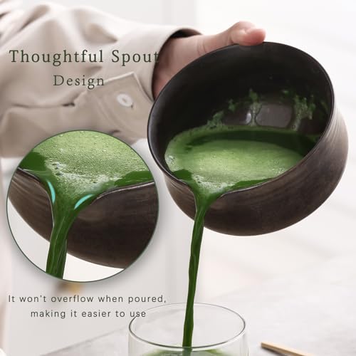 Ochcahser Matcha Set, Japanese Tea Set Includes Matcha Bowl with Spout, Matcha Whisk Holder (chasen), Bamboo Matcha Whisk and Bamboo Scoop, Ceramic Matcha Kit for Tea Lovers - Thumbnail 5
