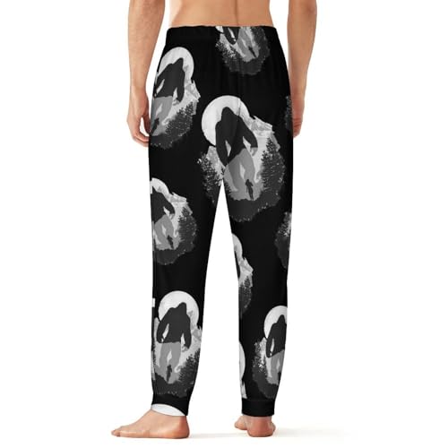 Bigfoot And Woman Running Away Men's Pajama Pants Lounge Pant Sleepwear PJ Bottoms2