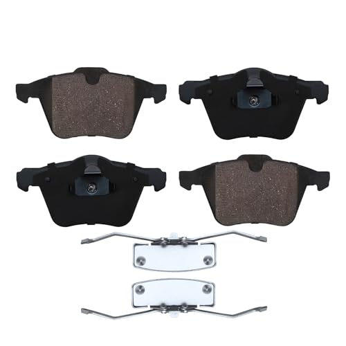 Image of Detroit Axle - Front Brake Pads for Volvo S60 V60 S80 XC70 V60 Cross Country S60 Cross Country, Ceramic Brake Pads w /Hardware Replacement