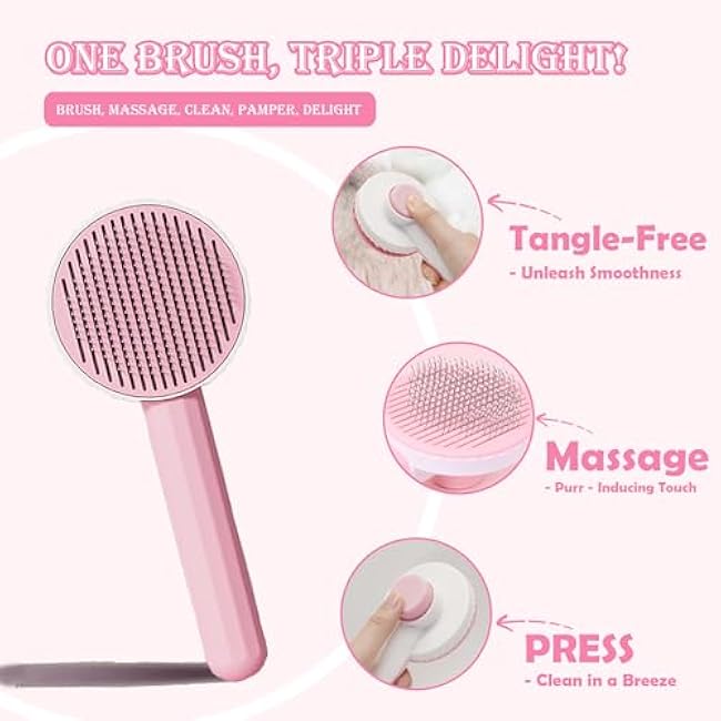 3PCS Pink Cat Grooming Kit, Nail Clipper Trimmer and Nail File, Brush for Shedding, Comb for Long Haired Cats, Pet Supplies and Essentials, Gifts for Cat Lover-KGtDw1Dj