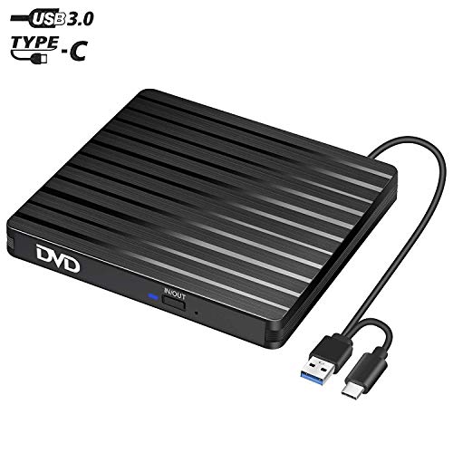 External CD DVD Drive Type C USB 3.0 Portable High-Speed CD/DVD +/-RW Drive