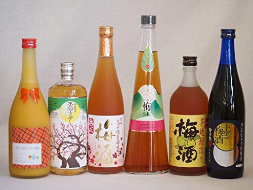 カラフル梅酒6本セット(ミルクたっぷりマンゴーの梅酒 芋焼酎仕込五代梅酒(鹿児島) 高千穂産梅使用熟成梅酒 手作り梅酒(宮崎県) 樽熟梅酒天空の月(大分) 無添加上等梅酒(鹿児島)) 720ml×6本