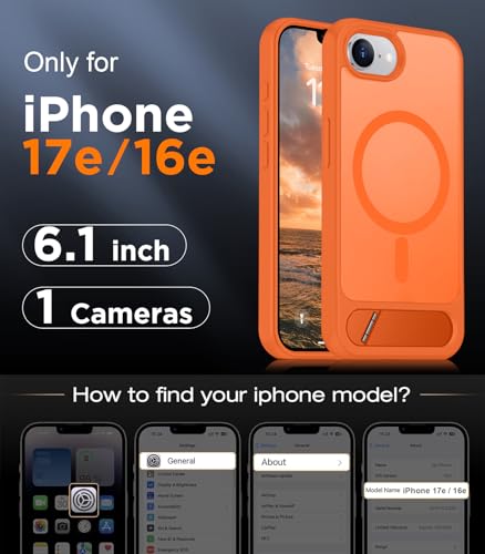 Image of Magnetic Compatible with iPhone 17e Case & iPhone 16e Case,[Built-in Invisible Kickstand][Compatible with MagSafe][Military Grade Shockproof] Slim Translucent Matte Case for iPhone 16e /17e 6.1 inch