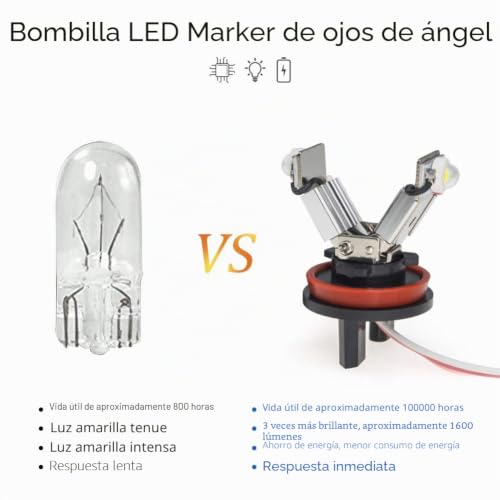 Bombillas H8 LED Angel Eyes 12W para BMW E90 E92 X5 E70 Z4 E89 Sin Error CANBUS 4