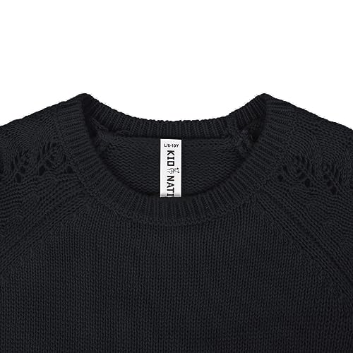 Image of Kid Nation Girls Sweaters for Teen Girls Toddler Girl Crewneck Pullover | Long Sleeve Knit Top for Casual Fall Winter Wear