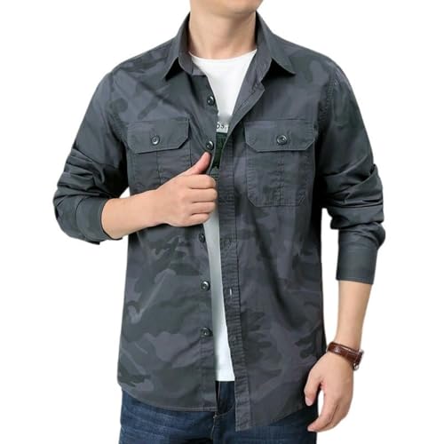 Chemise décontractée manches longues homme coton printemps automne casual