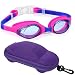 Kids Swim Goggles Swimming Goggles for Boys Girls Kid (Age 3-8) Child Colorful Swim Goggles Clear Vision Anti Fog UV Protection No Leak Soft Silicone Nose Bridge Protection Case Kids' Skoogles