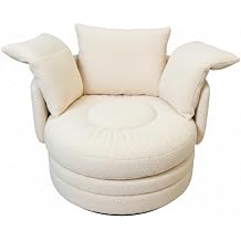 Pinmoco Oversized Round Bucket Chair, Comfortable Teddy Bear Plush Upholstery, with 3 backrests, Modern and Comfortable Armchair, Suitable for Living Room, Bedroom, and Apartment, Beige.