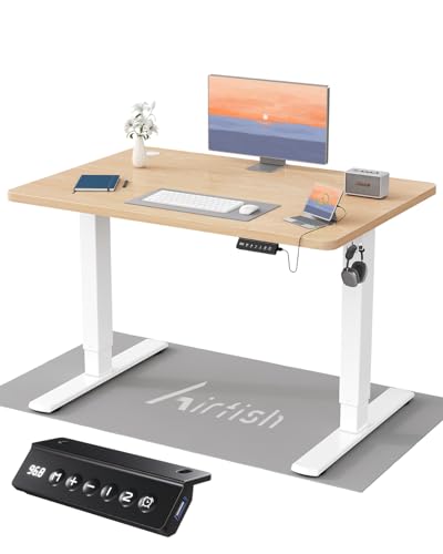 Airfish Höhenverstellbarer Schreibtisch 100x60cm, Kinder Schreibtisch Höhenverstellbar Elektrischer mit Memory-Funktion… – Ansicht 1
