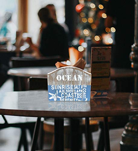 CoTa Global Aqua Sky Wooden Napkin Tissue Holder, 4.75″L x 2.3″W x 4″H Rustic Handcrafted Starfish Coastal Kitchen Organizer Unique Grey Centerpieces - Beach Sea Life Themed Home Accent Accessories - Image 3