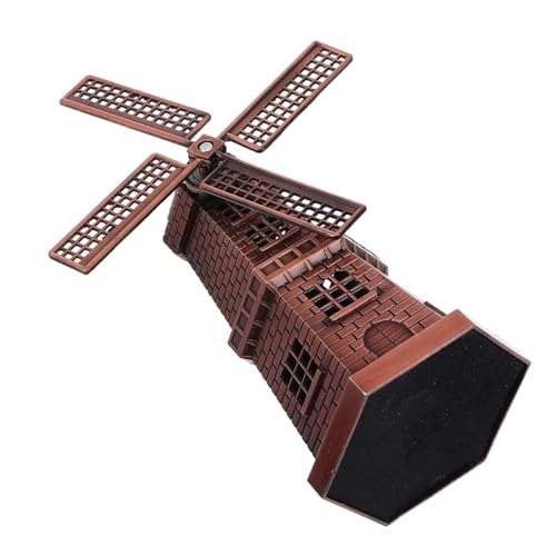 Angoily Kreatives Windmühlenmodell aus Zinklegierung Realistische Miniatur Dekoration in Roter Drehbares Windrad Stilvolle Tisch Regal deko für Büro Wohnzimmer Bar und Kinderzimmer