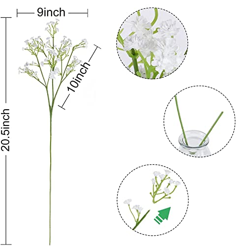 Uhky 6 Pcs Artificial Baby Breath Gypsophila Flowers Bouquets Real Touch Flowers for Wedding Party DIY Wreath Floral Arrangement Home Decoration (White) - Image 4