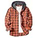 Plaid Shirt with Hood for Men Long Sleeve Casual Button Down Checkered Shirts Jackets Stylish Pocket Fall Fashion Western Style Matching Outfits Lightweight Winter Clothes 02# Orange 3X-Large