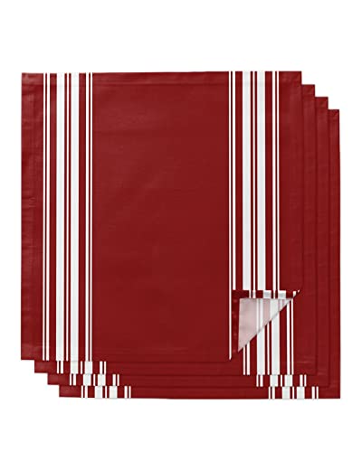 Servilletas de Tela Navideñas Rayas Burdeos 20x20 Pulg x4 miniatura 1