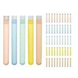 ULAB 50pcs Plastic Test Tubes with Caps, Dia16x125mm PartyTubes Shot Glasses, Multiple Colored Tubes with Transparent Lid, UTT1021