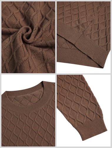 ZAFUL Women's Cable Knit Sweaters Trendy Fall Crewneck Long Sleeve Casual Loose Jumper Pullover Oversized Sweater Tops 20252