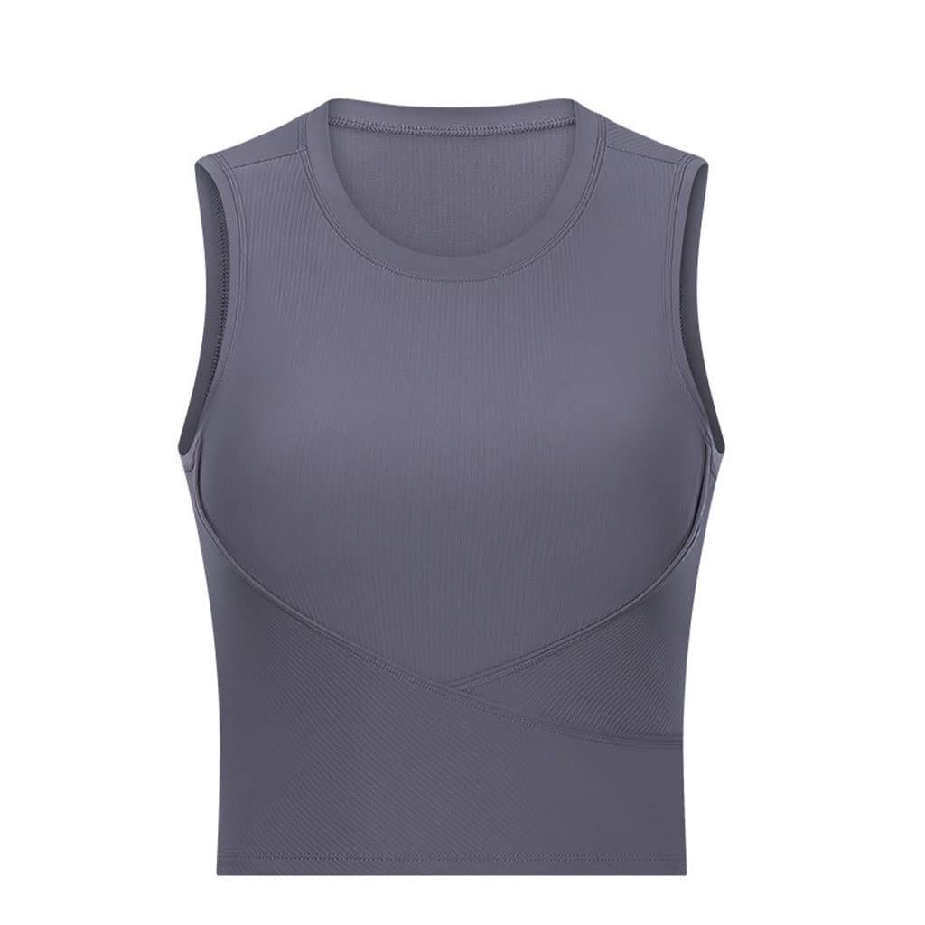 HSQMA Canotta Donna Sportiva，Senza Maniche da Yoga Sportivo Canottiera Gilet T-Shirt，Fitness Camicie da Yoga Canotta da Yoga, Maglietta A Secco Veloce (Color : Gray1, Size : S/)