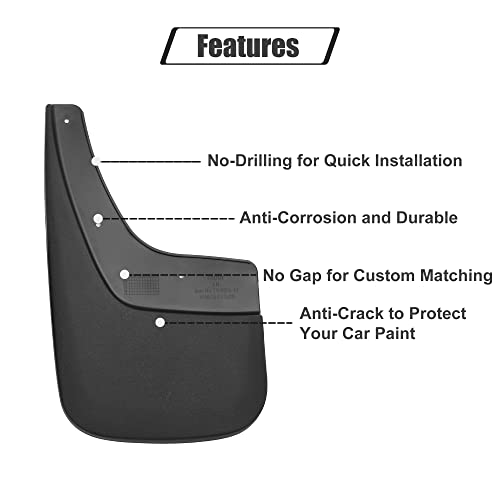 Image of ACROPIX Mud Flaps Splash Guard No-Drill Mudguards Wheels Protection Set Fit for GMC Sierra 1500 with Hardware - Pack of 16 Black
