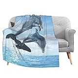 Oudrspo Dauphins Polaire Jeter Couverture couvertures en Flanelle Douce pour Adultes Enfants lit Jette Couverture pour canap canap lit Bureau
