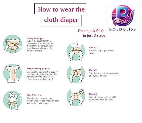 Bold Bliss Reusable Baby Cloth Diaper with Soft Inner Lining | Washable & Adjustable | Leak-Proof, Eco-Friendly | Unisex β Pack of 3 Multicolor (0-2 Years) (XXL) 3