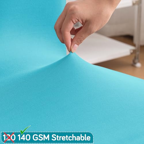 Image of HOKIPO 'SereneSolids' Stretchable 140 GSM Dining Chair Cover, Fully Covered - Set of 2, Sky Blue (AR-6246-SBL)