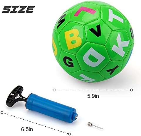 beetoy Balls for Toddlers 1-3, Size 2 Mini Kids Football with Pump, Outside Sport Soccer Ball Toys with Animal Number Alphabet Patterns, 3 Pack