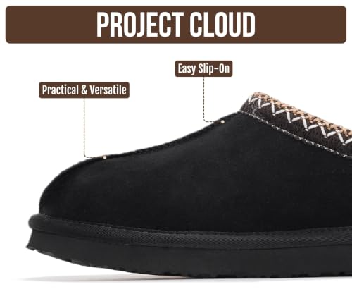 Image of Project Cloud 100% Genuine Leather Shearling Slippers for Women (Nerita) | Australian Fur Lining Memory Foam Insole Non Slip EVA Sole Fuzzy Plush House Shoes Warm Cozy Indoor Footwear Everyday Comfort