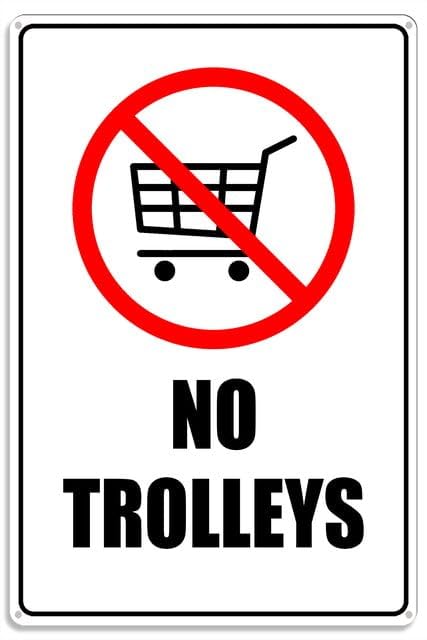 Estiyond No Trolley Symbol Metal Sign with Symbol Aluminum Uv Printed 4 Pre-Drilled Holes 8