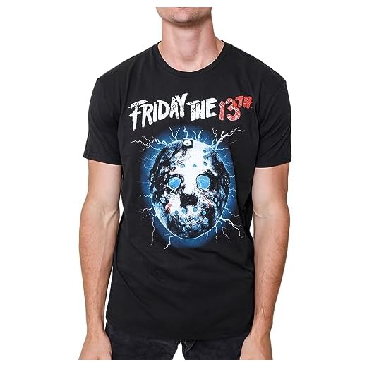 Friday The 13th Jason Hockey Mask Mens Adult T-Shirt(LG, Black)